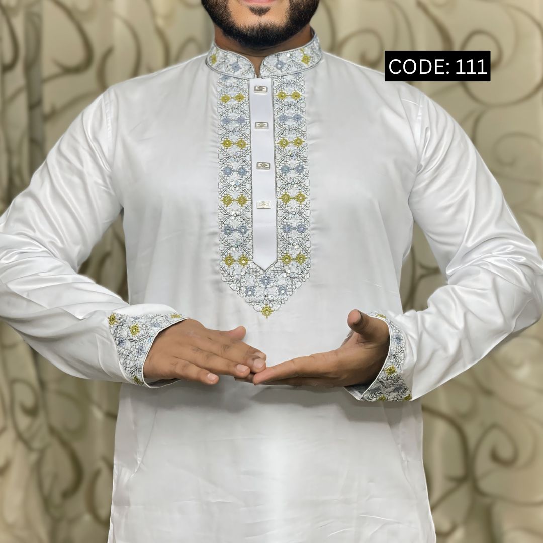 লাক্সারি শাটন কটন সিকোয়েন্স এমব্রয়ডারি পাঞ্জাবি (CODE: 111)