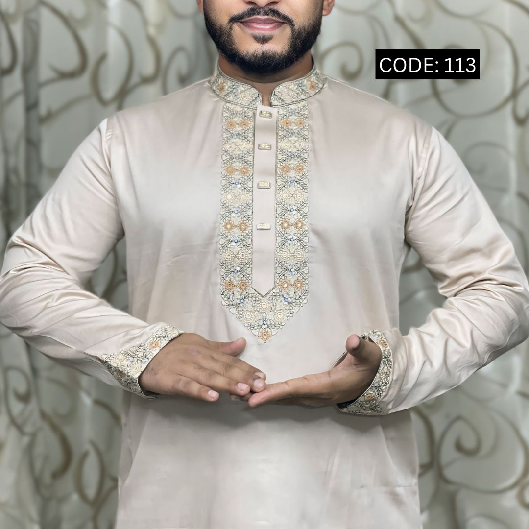 লাক্সারি শাটন কটন সিকোয়েন্স এমব্রয়ডারি পাঞ্জাবি (CODE: 113)