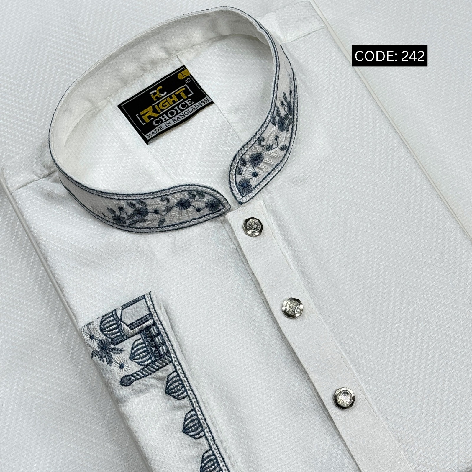 প্রিমিয়াম ইন্ডিয়ান ফেন্সি কটন এমব্রয়ডারি পাঞ্জাবি (CODE: 242)