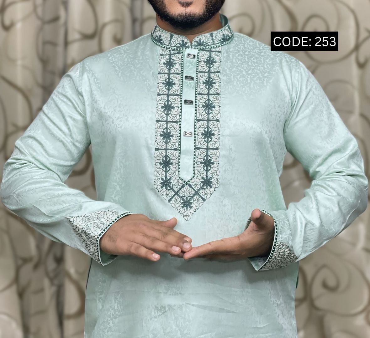 প্রিমিয়াম ইম্পোর্টেড কটন জলছাপ এমব্রয়ডারি পাঞ্জাবি (CODE: 253)