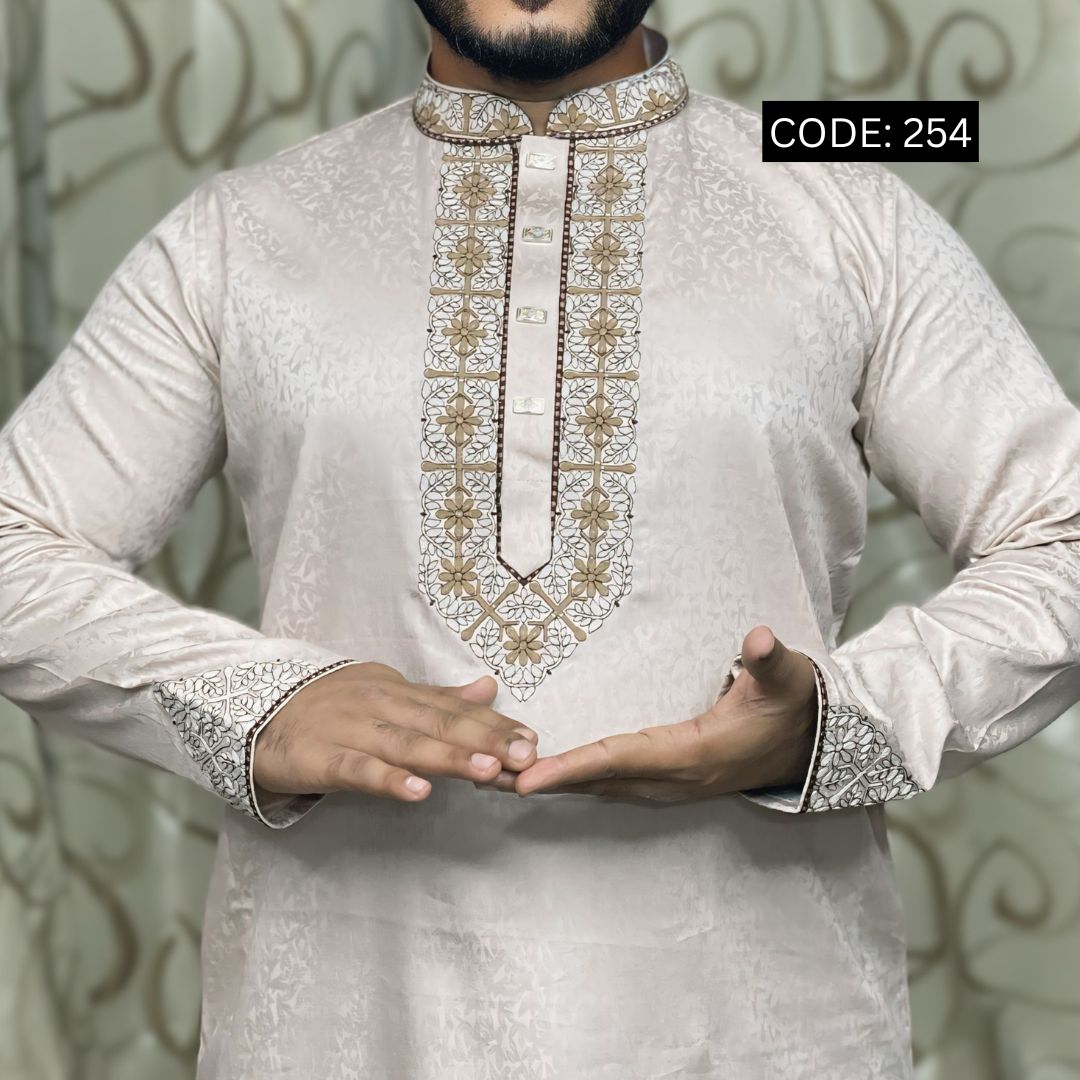 প্রিমিয়াম ইম্পোর্টেড কটন জলছাপ এমব্রয়ডারি পাঞ্জাবি (CODE: 254)