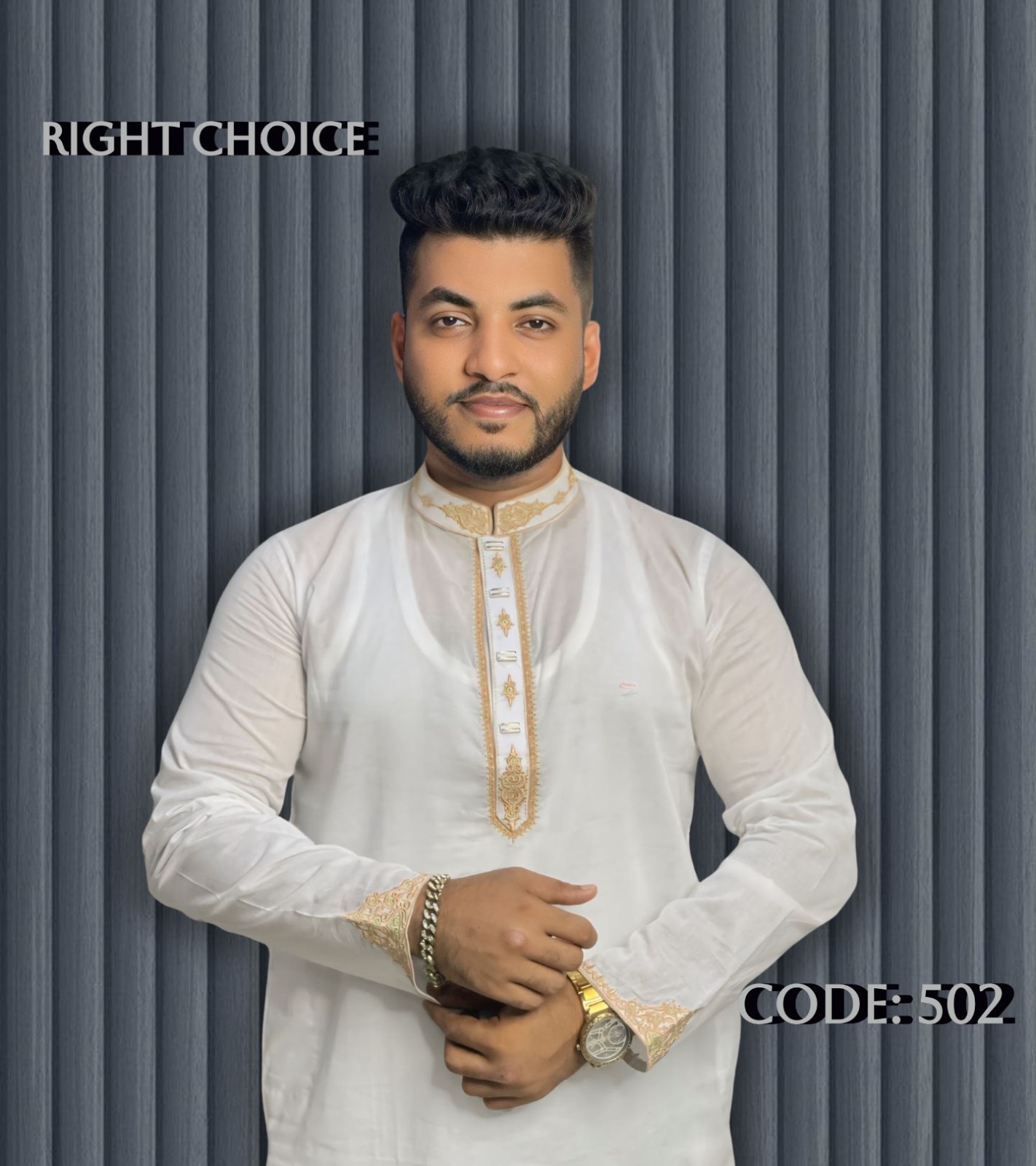 প্রিমিয়াম ধুতি কটন এমব্রয়ডারি পাঞ্জাবি (CODE: 502)